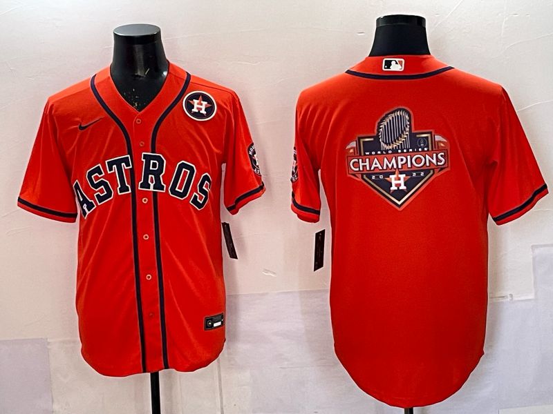 Men 2025 Houston Astros Blank Orange Nike MLB Jersey style 074